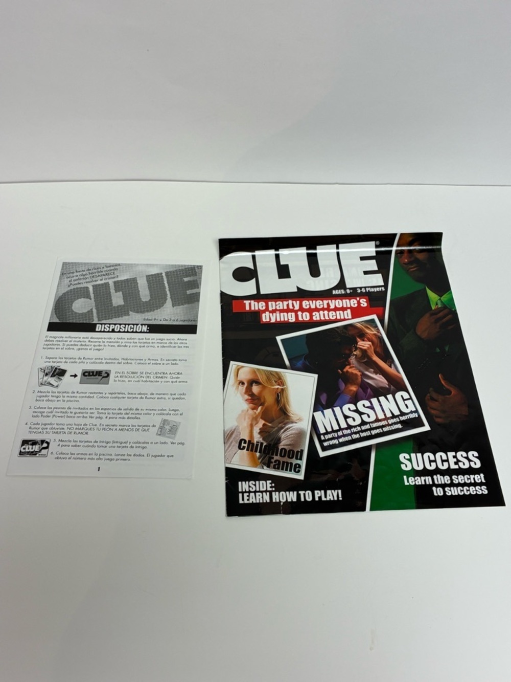CLUE Discover The Secrets INSTRUCTIONS ONLY Replacement Piece 2008